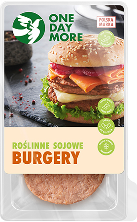 Roślinne burgery sojowe OneDayMore na tacce plastikowej