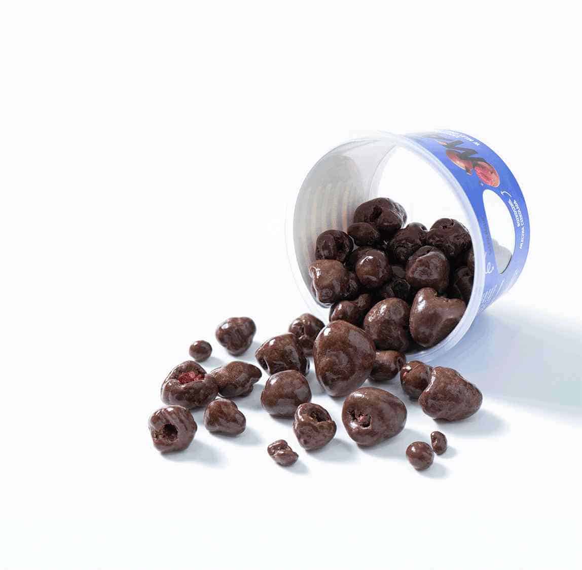 Maliny liofilizowane w mlecznej czekoladzie OneDayMore - zawartość opakowania