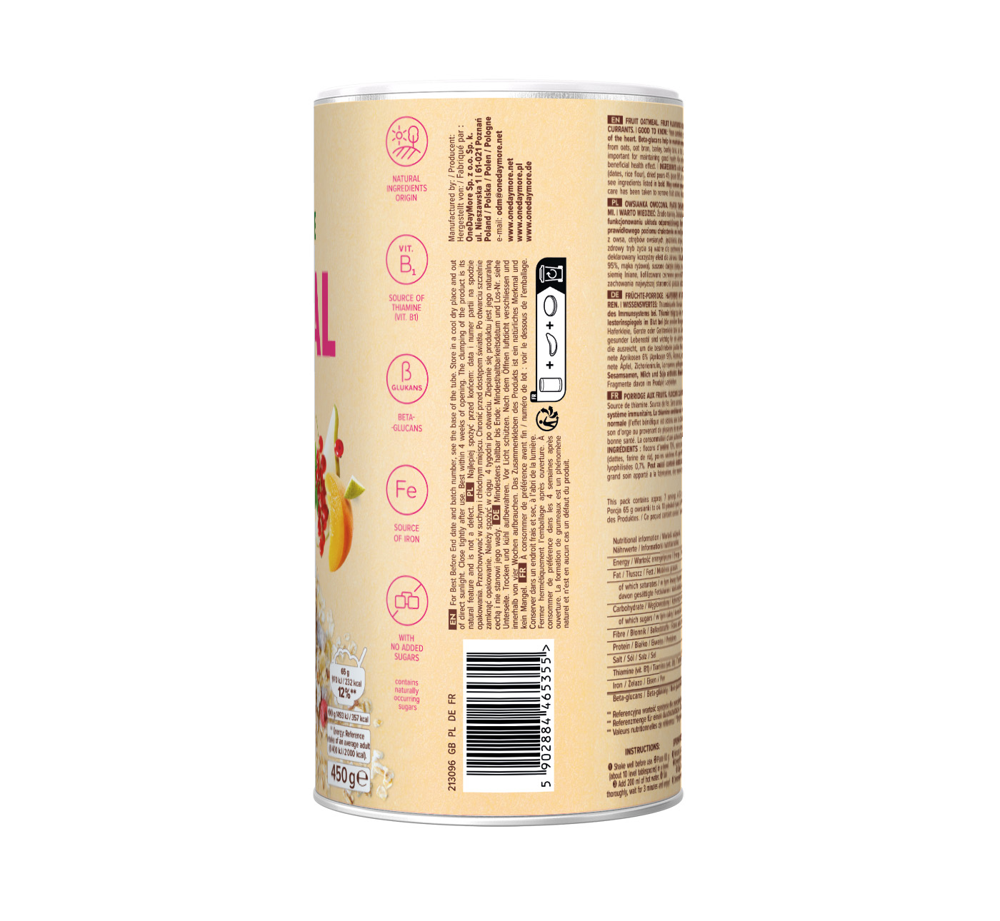 Owsianka owocowa bez dodatku cukru 450g