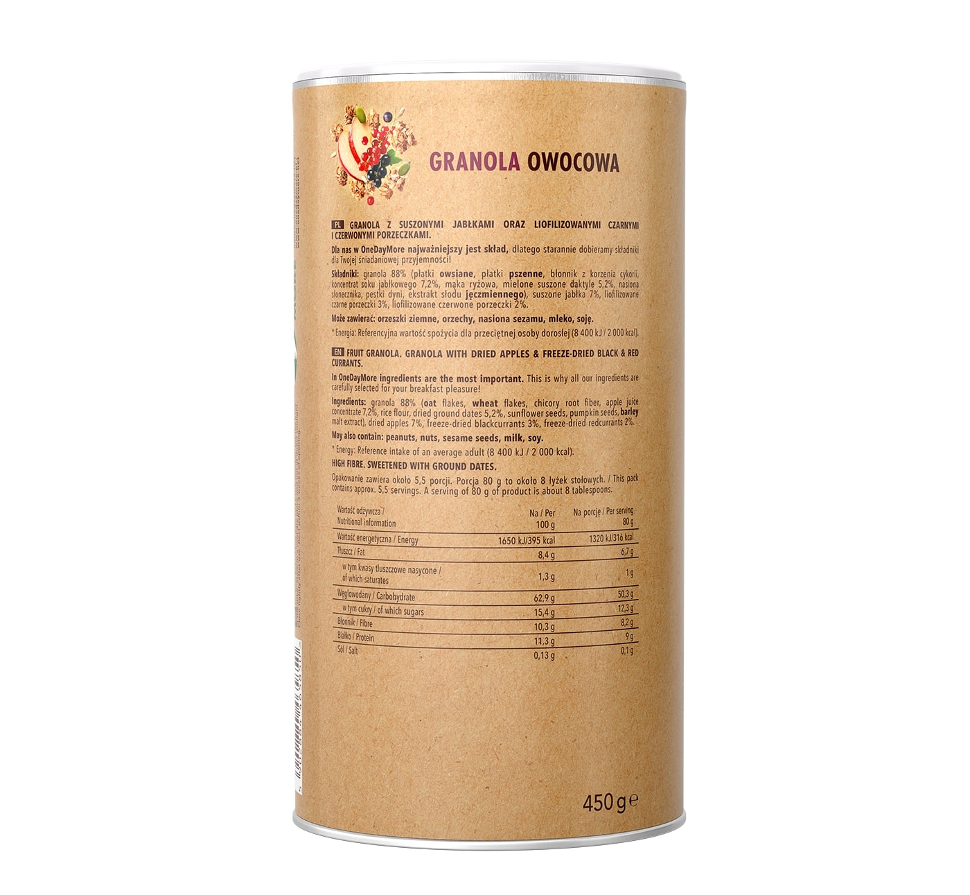 granola owocowa w tubie OneDayMore