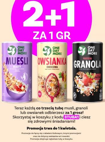 Teraz każdą co trzecią tubę musli, granoli lub owsianek odbierzesz za 1 grosz!