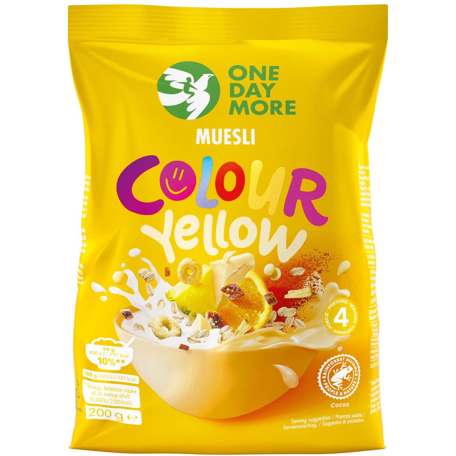 Muesli Colour Yellow 200g – ananas, żelki pomarańczowe, kurkuma