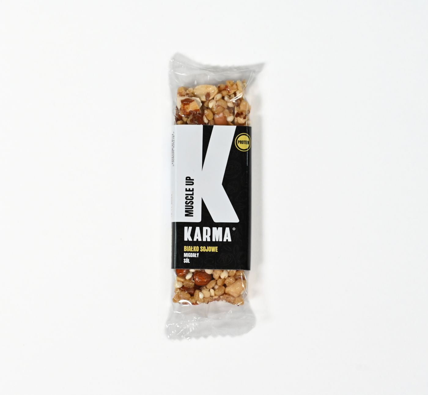 Baton migdałowy z orzeszkami ziemnymi i białkiem sojowym – MUSCLE UP Karma