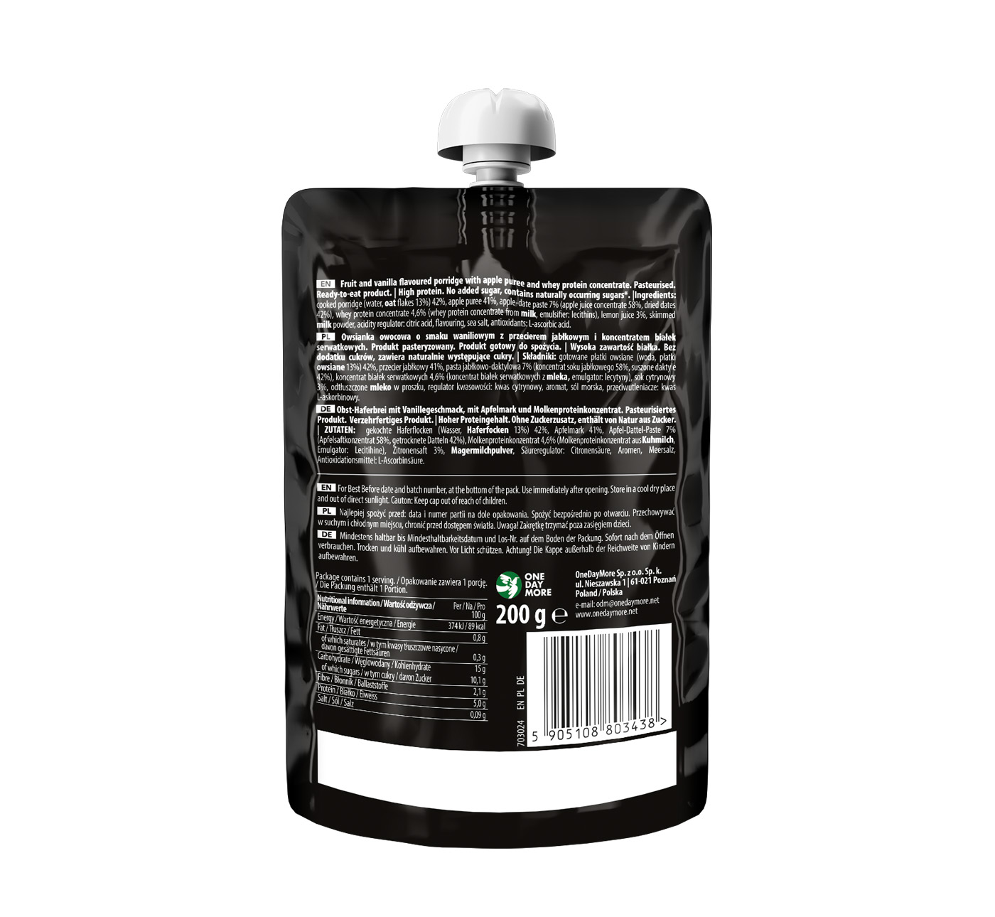 Owsianka Proteinowa o smaku jabłkowo waniliowym zestaw 6 x 200g
