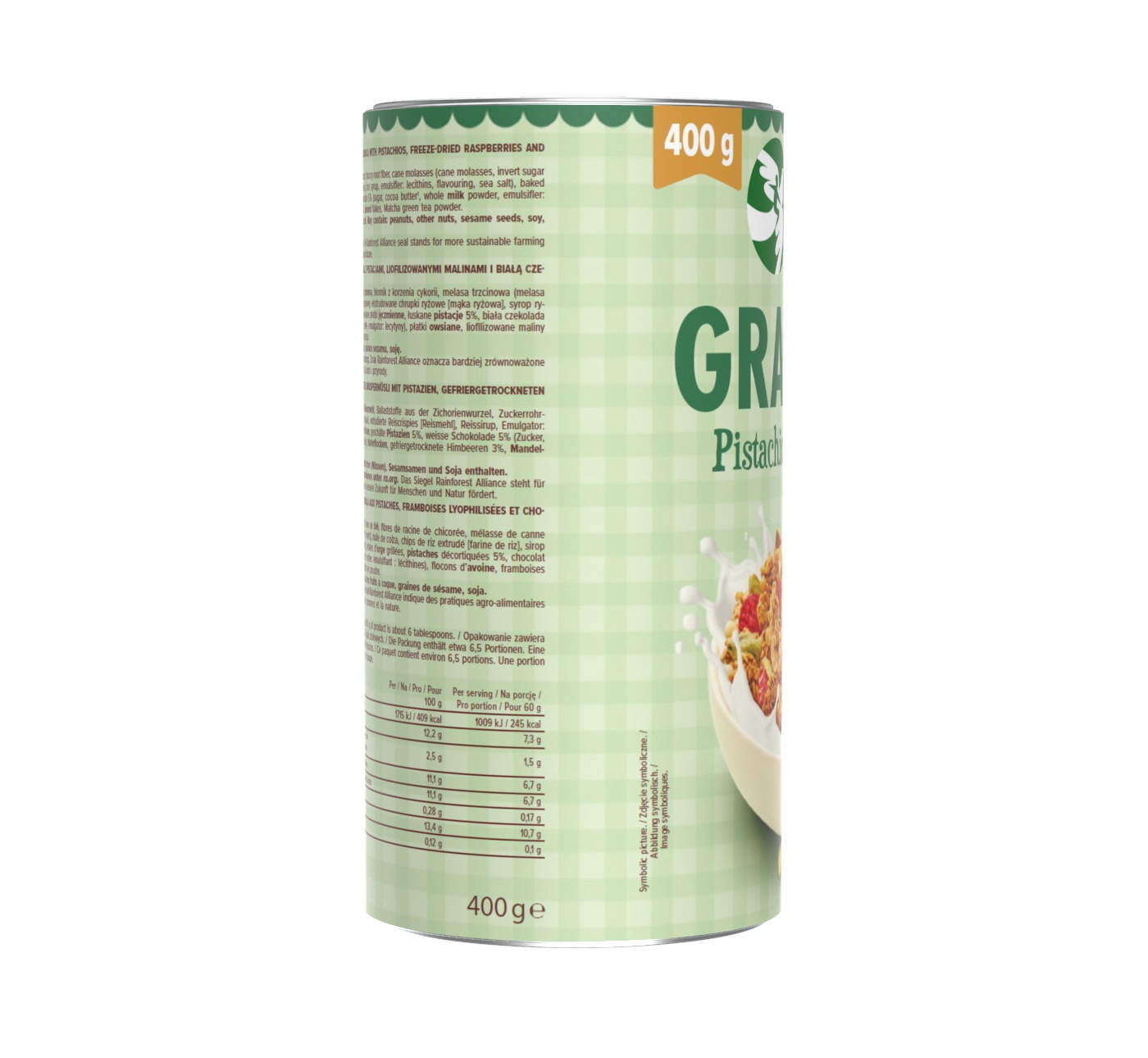 Granola Pistacjowa z malinami 400g