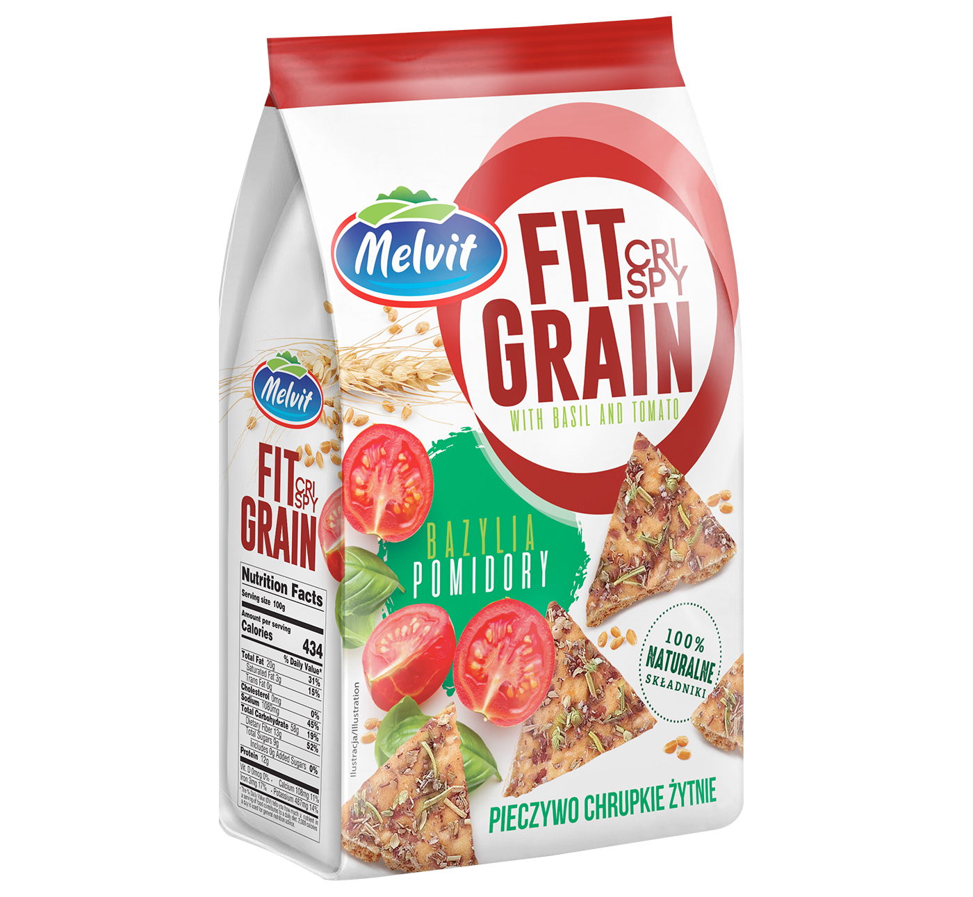 Fit Grain Crispy żytni z pomidorami i bazylią 150g