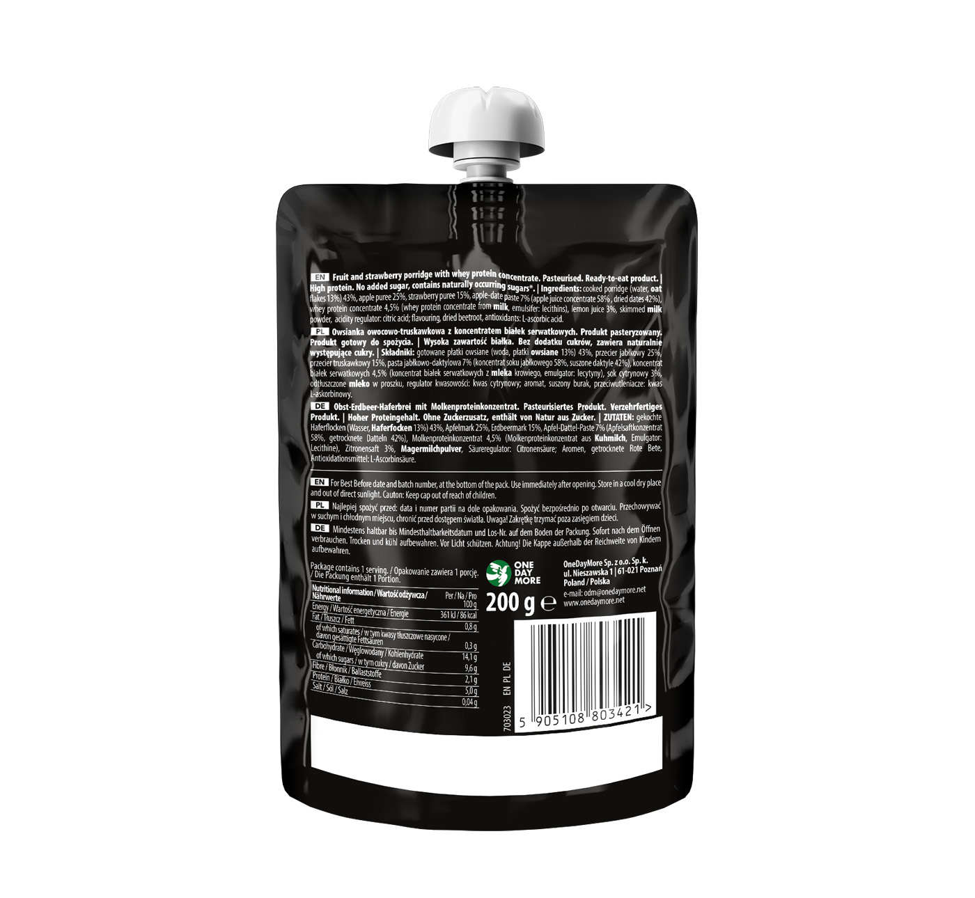Owsianka Proteinowa o smaku truskawkowym zestaw 20 x 200g